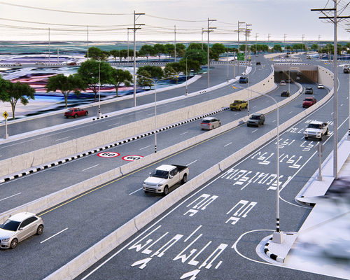 ก่อสร้างทางลอดและปรับปรุงถนน